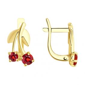 Серьги из лимонного золота SOKOLOV 026689-2 с рубиновым корундом 026689-2 фото