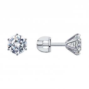 Серьги из белого золота SOKOLOV 026702-3 с фианитом 026702-3 фото