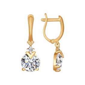 Золотые серьги SOKOLOV 026760 с фианитом 026760 фото