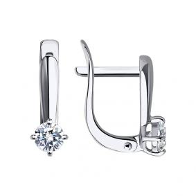 Серьги из белого золота SOKOLOV 026809-3 с фианитом 026809-3 фото
