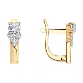 Золотые серьги SOKOLOV 026811 с фианитом 026811 фото