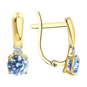 Серьги из лимонного золота SOKOLOV 026827-2 с фианитом 026827-2 фото