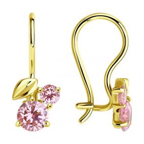 Серьги из лимонного золота SOKOLOV 026837-2 с фианитом 026837-2 фото