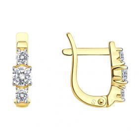 Серьги из лимонного золота SOKOLOV 026838-2 с фианитом 026838-2 фото
