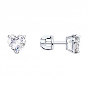 Серьги из белого золота SOKOLOV 026866-3 с фианитом 026866-3 фото