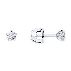 Серьги из белого золота SOKOLOV 026932-3 с фианитом 026932-3 фото