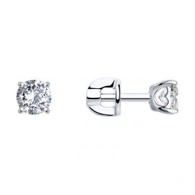 Серьги из белого золота SOKOLOV 026935-3 с фианитом 026935-3 фото