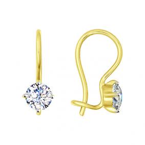 Серьги из лимонного золота SOKOLOV 026946-2 с фианитом 026946-2 фото