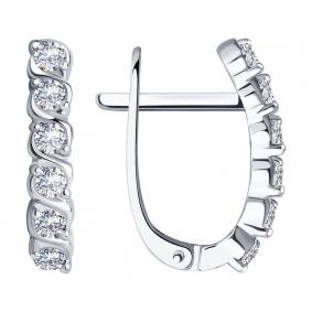 Серьги из белого золота SOKOLOV 026958-3 с фианитом 026958-3 фото