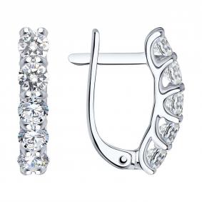 Серьги из белого золота SOKOLOV 026978-3 с фианитом 026978-3 фото