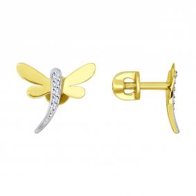 Серьги из лимонного золота SOKOLOV 026991-2 с фианитом 026991-2 фото