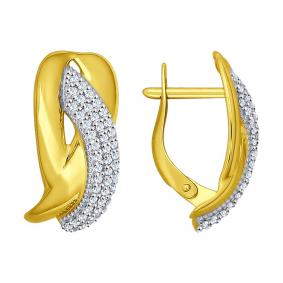 Серьги из лимонного золота SOKOLOV 026992-2 с фианитом 026992-2 фото