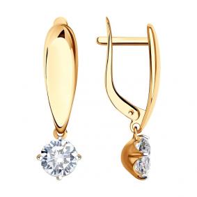 Золотые серьги SOKOLOV 027001 с фианитом 027001 фото