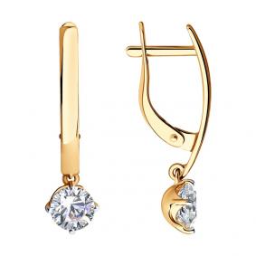 Золотые серьги SOKOLOV 027002 с фианитом 027002 фото