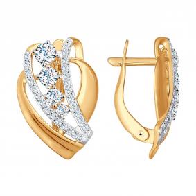 Золотые серьги SOKOLOV 027107 с фианитом 027107 фото