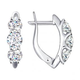 Серьги из белого золота SOKOLOV 027115-3 с фианитом 027115-3 фото