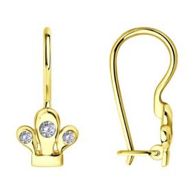 Серьги из лимонного золота SOKOLOV 027117-2 с фианитом 027117-2 фото