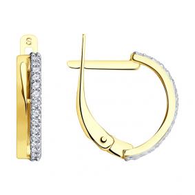 Серьги из лимонного золота SOKOLOV 027125-2 с фианитом 027125-2 фото