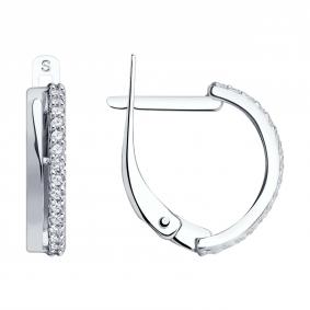 Серьги из белого золота SOKOLOV 027125-3 с фианитом 027125-3 фото