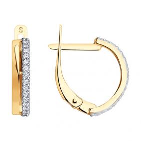 Золотые серьги SOKOLOV 027125-4 с фианитом 027125-4 фото