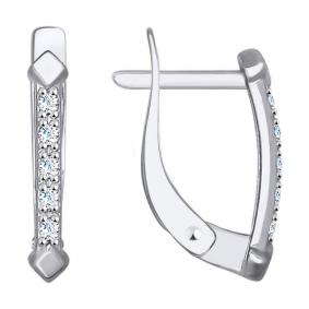 Серьги из белого золота SOKOLOV 027145-3 с фианитом 027145-3 фото