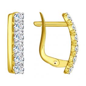 Серьги из лимонного золота SOKOLOV 027146-2 с фианитом 027146-2 фото