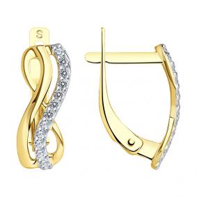 Серьги из лимонного золота SOKOLOV 027155-2 с фианитом 027155-2 фото
