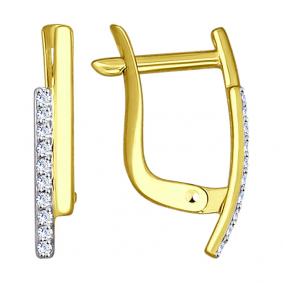 Серьги из лимонного золота SOKOLOV 027156-2 с фианитом 027156-2 фото