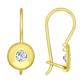 Серьги из лимонного золота SOKOLOV 027175-2 с фианитом 027175-2 фото