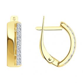 Серьги из лимонного золота SOKOLOV 027186-2 с фианитом 027186-2 фото