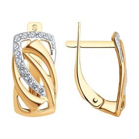 Золотые серьги SOKOLOV 027189 с фианитом 027189 фото