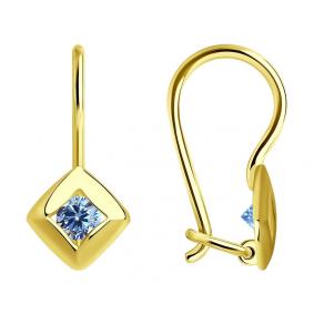 Серьги из лимонного золота SOKOLOV 027221-2 с фианитом 027221-2 фото