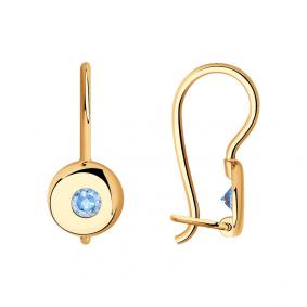 Золотые серьги SOKOLOV 027223 с фианитом 027223 фото