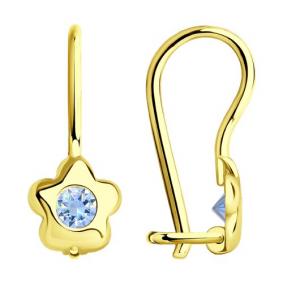 Серьги из лимонного золота SOKOLOV 027225-2 с фианитом 027225-2 фото