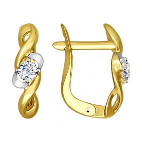 Серьги из лимонного золота SOKOLOV 027232-2 с фианитом 027232-2 фото