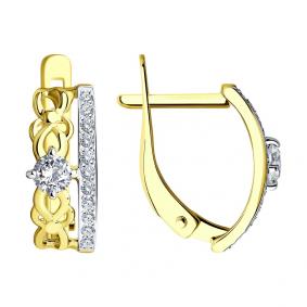 Серьги из лимонного золота SOKOLOV 027235-2 с фианитом 027235-2 фото