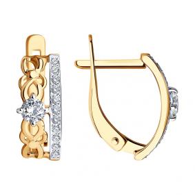 Золотые серьги SOKOLOV 027235-4 с фианитом 027235-4 фото