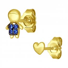 Серьги из лимонного золота SOKOLOV 027239-2 с фианитом 027239-2 фото