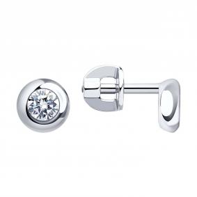 Серьги из белого золота SOKOLOV 027240-3 с фианитом 027240-3 фото