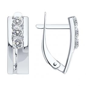 Серьги из белого золота SOKOLOV 027246-3 с фианитом 027246-3 фото