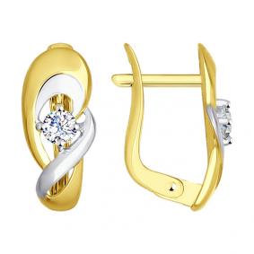 Серьги из лимонного золота SOKOLOV 027259-2 с фианитом 027259-2 фото
