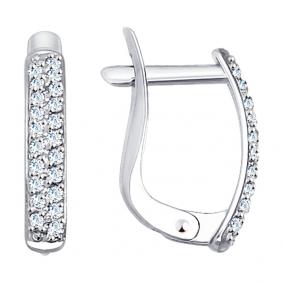 Серьги из белого золота SOKOLOV 027265-3 с фианитом 027265-3 фото