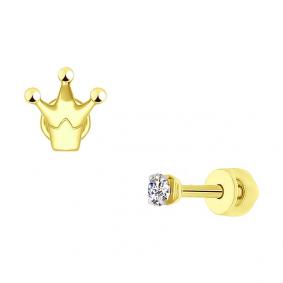 Серьги из лимонного золота SOKOLOV 027271-2 с фианитом 027271-2 фото