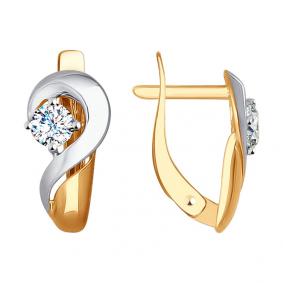 Золотые серьги SOKOLOV 027276 с фианитом 027276 фото