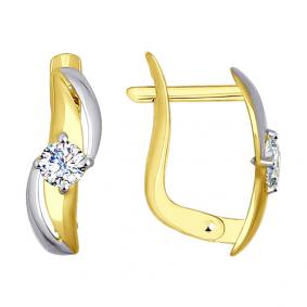 Серьги из лимонного золота SOKOLOV 027292-2 с фианитом 027292-2 фото