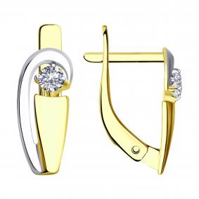 Серьги из лимонного золота SOKOLOV 027296-2 с фианитом 027296-2 фото
