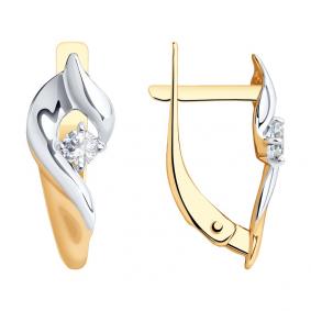 Золотые серьги SOKOLOV 027317 с фианитом 027317 фото