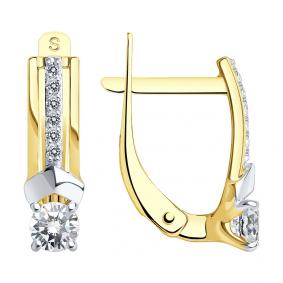 Серьги из лимонного золота SOKOLOV 027333-2 с фианитом 027333-2 фото