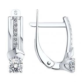 Серьги из белого золота SOKOLOV 027333-3 с фианитом 027333-3 фото