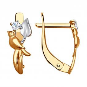 Золотые серьги SOKOLOV 027335 с фианитом 027335 фото